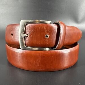 Toro Firenze Made In Italy Tan Leather Belt Silver Buckle 110/125